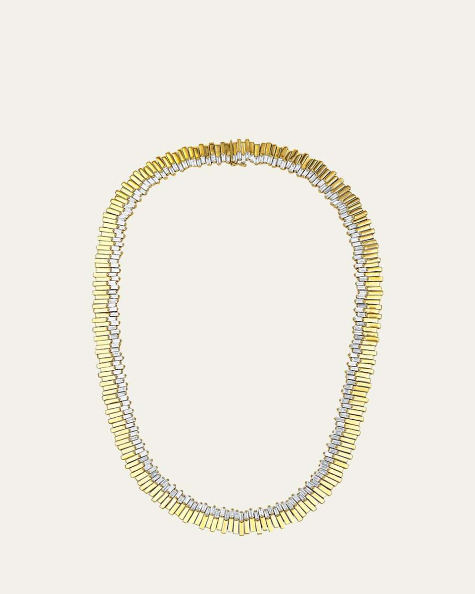 18k Yellow Gold Baguette Diamond Necklace